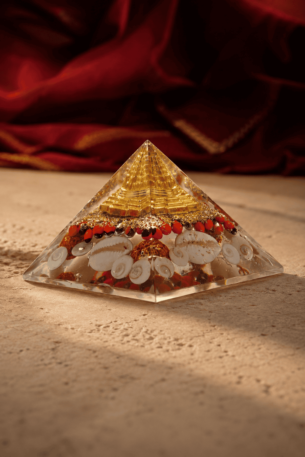 Shree Laxmi Yantra Orgone Pyramid with Gomti Chakra & Rudraksha | Lab Certified
