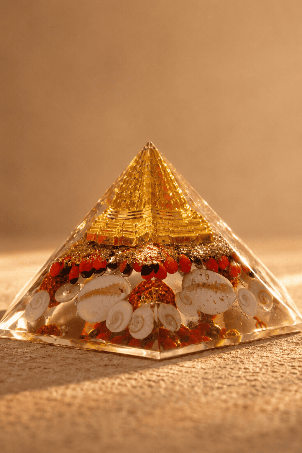 Shree Laxmi Yantra Orgone Pyramid with Gomti Chakra & Rudraksha | Lab Certified