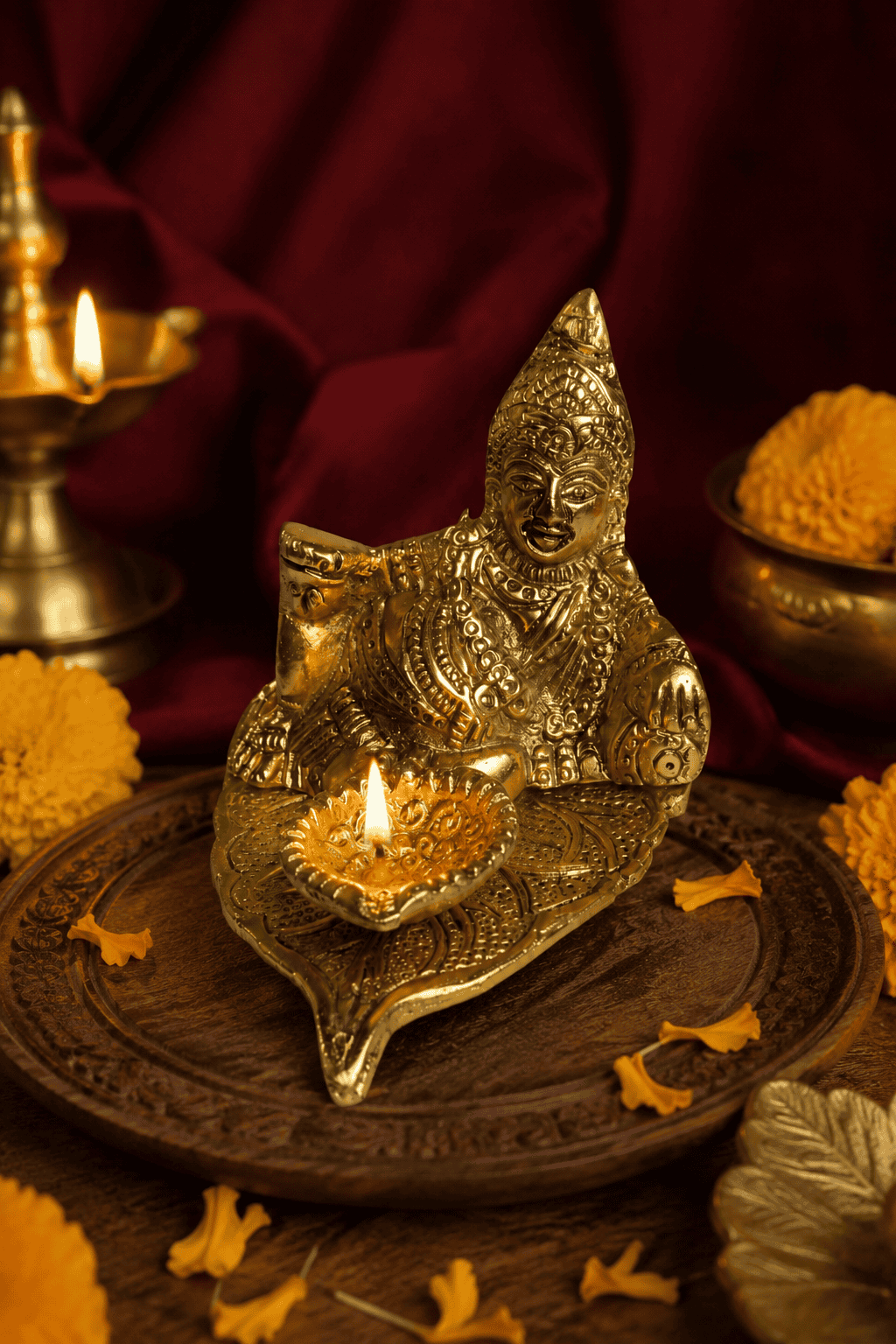 Kubera Deepam | Brass Kubera with Diya for Wealth & Debt Removal