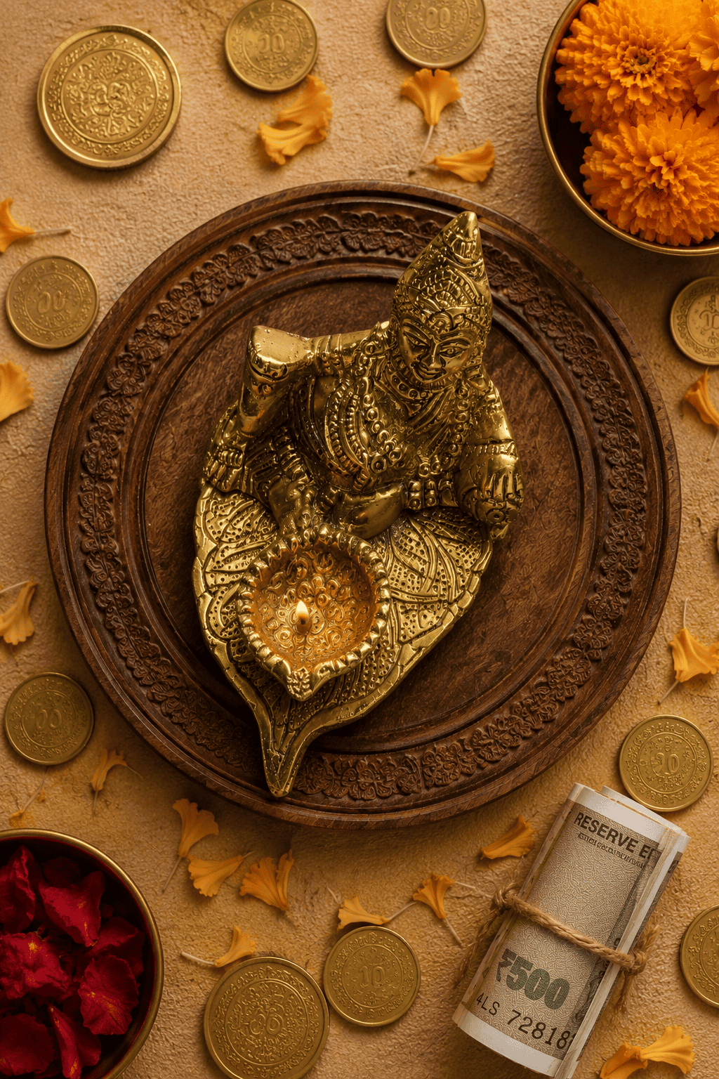 Kubera Deepam | Brass Kubera with Diya for Wealth & Debt Removal
