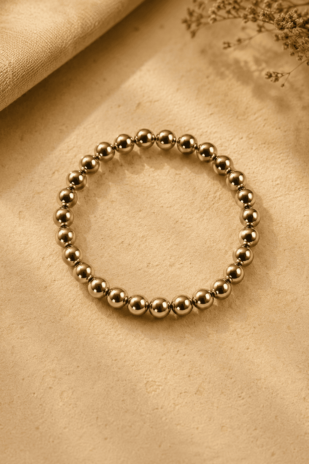 Natural Pyrite Bead Bracelet | Golden Metallic Beads for Abundance