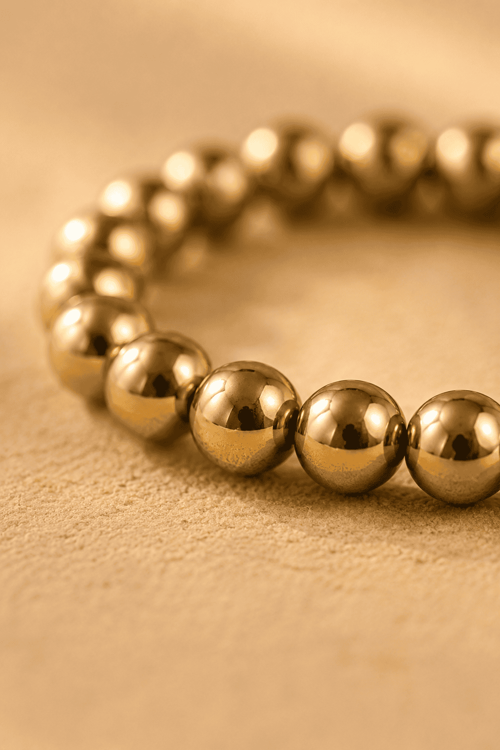 Natural Pyrite Bead Bracelet | Golden Metallic Beads for Abundance